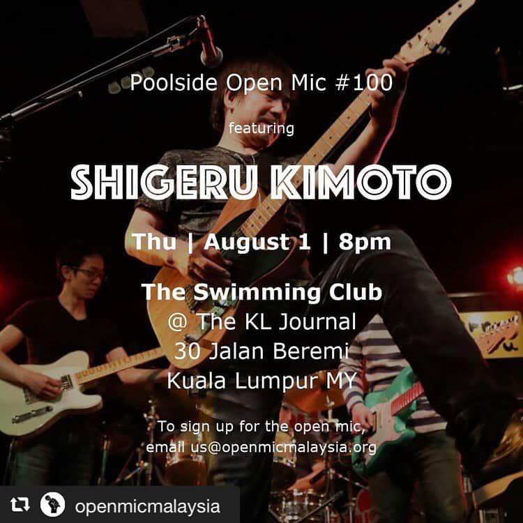 Shigeru Kimotoのインスタグラム：「AUG 1 /  @thekljournal  #repost @openmicmalaysia via @PhotoAroundApp  Thanks for coming out to the show last night, y’all! We hope y’all enjoyed yourselves, and we hope to see y’all back at @swimmingclubkl next week for the mystical stylings of @evergreen63! Ian will be hosting btw!  SHIGERU KIMOTO  A Japanese singer-songwriter, Shigeru Kimoto, in KL. Sing all original songs by Japanese lyrics. Particular the lyrics trigger images of scenes in the mind. Characterized by a melodious music with spacy tension chords. Equipment such as effects, looper, and harmony machines are utilized, creating a unique atmosphere, making it hard to believe that it is a solo performance.  Follow him @evergreen63  #openmicmy #theswimmingclub」