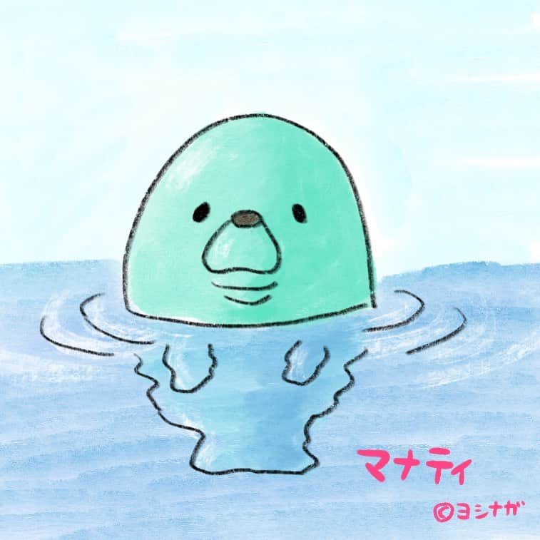  吉永龍樹のインスタグラム：「太ったマナティさん ・ ・ ・ ・ #マナティ #manatee 僕秩 #ヨシナガ #dfnt #illustration #イラスト #いらすと #どうぶつ #kawaii #絵 #ハッピー #アイコン #drawing」