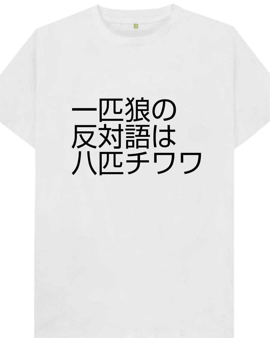 のインスタグラム：「僕の考えた文字Tシャツ #風藤松原#松原義和#Tシャツ#文字#文字Tシャツ#ネタ#小ネタ#ネタTシャツ#ファッション#白T#お笑い#笑い#fashion#love#shirt#gu#ユニクロ#japanese#character#国語#反対語#white#漢字#kawaii#洋服#clothes #interesting#狼#チワワ#dog」