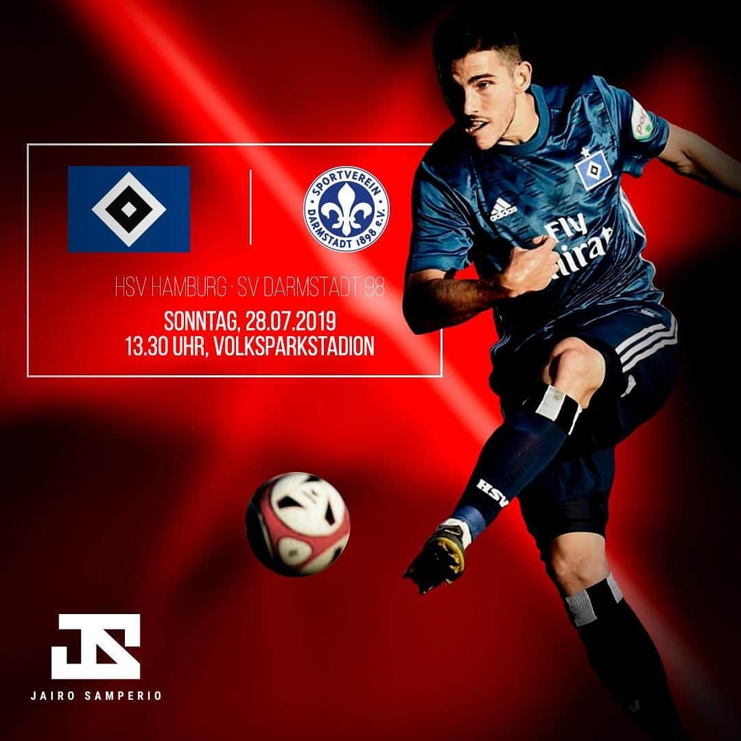 ハイロ・サンペリオのインスタグラム：「#MatchDay‼️ Ready! First match of the season! 🆚 @svdarmstadt1898 ⏱ 13.30 UHR 🏟 Volksparkstadion 🏆 #2Bundesliga #nurderHSV @hsv #Volksparkstadion #BeXtreme」