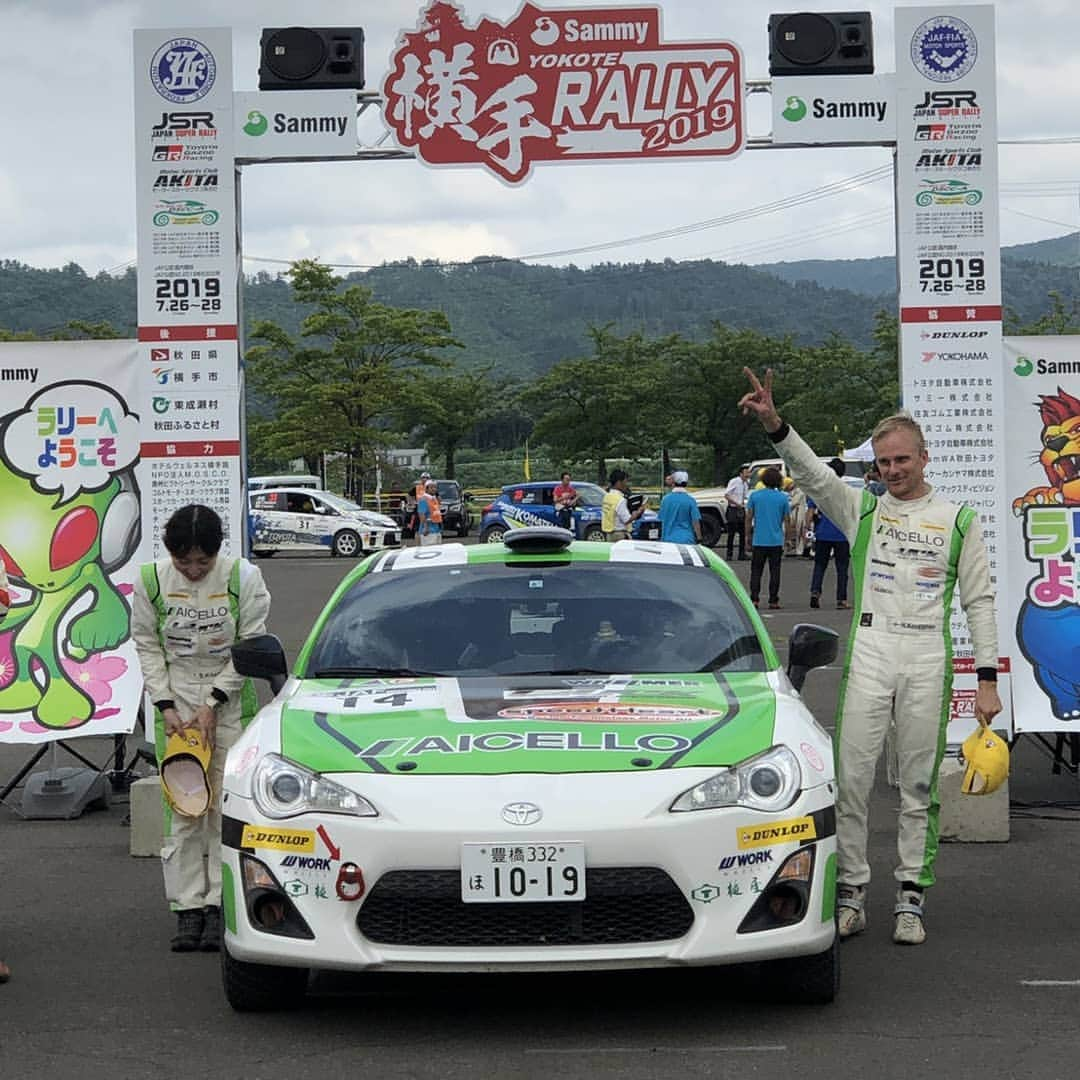 ヘイキ・コバライネンのインスタグラム：「We won the Japanese Rally Championship round 7 Rally Yokote on stages, but dropped to 2nd after receiving a 40s penalty cos we were delayed before the SS11 start. Damn, the first rally win was so close but our car didn't start for 4min for some reason... No stress, Super GT in Fuji next weekend 😂 #jrc #gt86 #supergt」