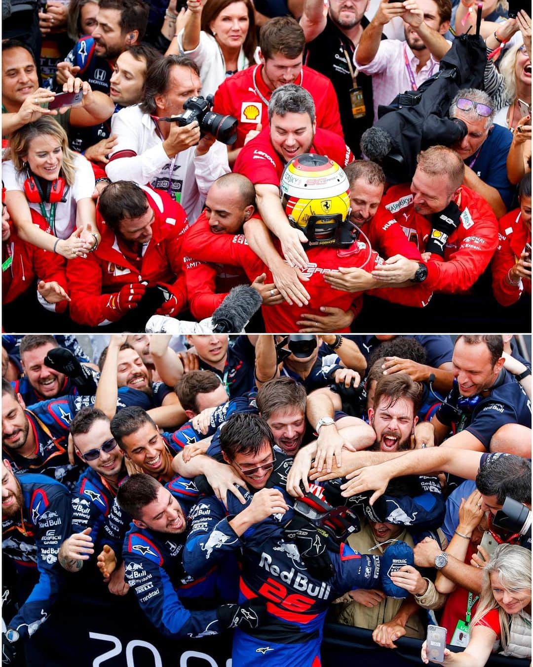 F1さんのインスタグラム写真 - (F1Instagram)「Take a bow, Seb and Dany 💪 . Brilliant scenes as Sebastian Vettel and @danydk1 celebrate with their teams after finishing P2 and P3 respectively at Hockenheim 🇩🇪 . #GermanGP #Formula1 #F1」7月29日 0時36分 - f1