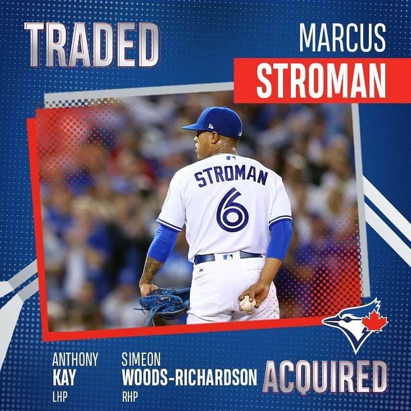 トロント・ブルージェイズさんのインスタグラム写真 - (トロント・ブルージェイズInstagram)「OFFICIAL: We've traded RHP Marcus Stroman and cash considerations to the @Mets in exchange for LHP Anthony Kay and RHP Simeon Woods-Richardson.」7月29日 10時05分 - bluejays