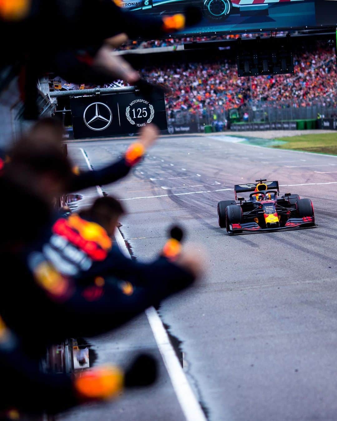 レッドブルのインスタグラム：「Congrats on a mega win for @maxverstappen1 at the German Grand Prix!🇩🇪 Picking up his second victory of the season 🏆🏆 📸: @vladimirrys @redbullracing #f1 #germangp #redbull #redbullracing #winning」