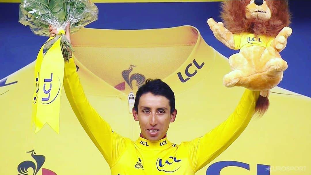 サッカー コロンビア代表チームのインスタグラム：「‪Felicitaciones a @eganbernal y a la @fedeciclismocolombia por el título en @letourdefrance un hecho histórico para nuestro país. Gracias por enaltecer el deporte colombiano, estamos orgullosos de este gran logro. 🇨🇴🚴‍♂🏆🥇」