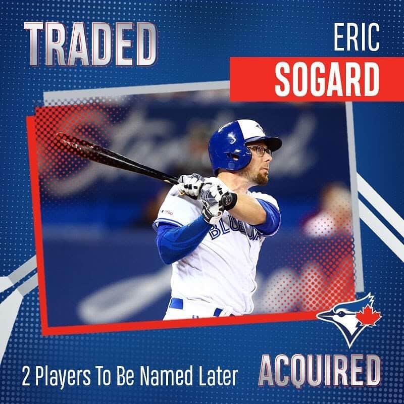 トロント・ブルージェイズさんのインスタグラム写真 - (トロント・ブルージェイズInstagram)「OFFICIAL: We've traded INF Eric Sogard to @raysbaseball in exchange for 2 players to be named later.」7月29日 8時10分 - bluejays