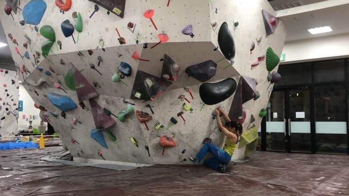 のインスタグラム：「関ブロの後は、印西ロッキー @inzairocky へ🚗 ・ ・ 動画🎥はサテライトホールド @satellite_climbing のカチの紺(初段)🦕 久しぶりにカチ握ったら痛かったー！！ ・ ・ #climbing #bouldering #クライミング #ボルダリング #マオハンド #メガロキ」