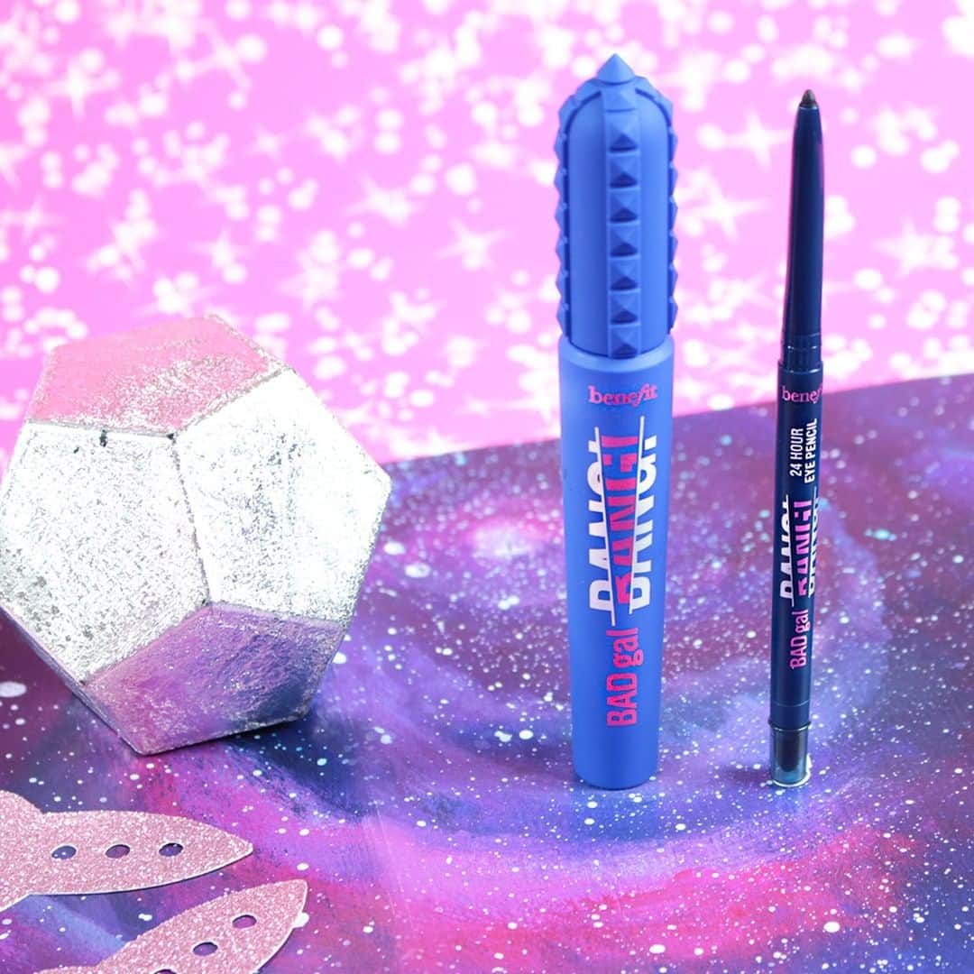 Benefit Cosmetics UKさんのインスタグラム写真 - (Benefit Cosmetics UKInstagram)「Boldly go where no #GLAM has gone before... with our NEW #BADgalBang! volumising mascara in brightening BLUE! 💙🌎 Smudge-proof, flake-free & water-resistant and available in stores and online for £22! #benefit #outofthisworld #beauty #bluemascara #mascara . . . 📷 Image Description: BADgal BANG! volumising mascara in Brightening Blue and 24 hour eye pencil in Midnight blue on a pink and purple galaxy background」7月29日 22時41分 - benefitcosmeticsuk