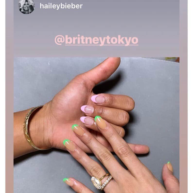 Britney TOKYOさんのインスタグラム写真 - (Britney TOKYOInstagram)「Color French💅🏻✨ @haileybieber @keliamoniz  #nailart #nails #frenchnails #britneytokyo #ネイル #ネイルアート」7月30日 1時52分 - britneytokyo