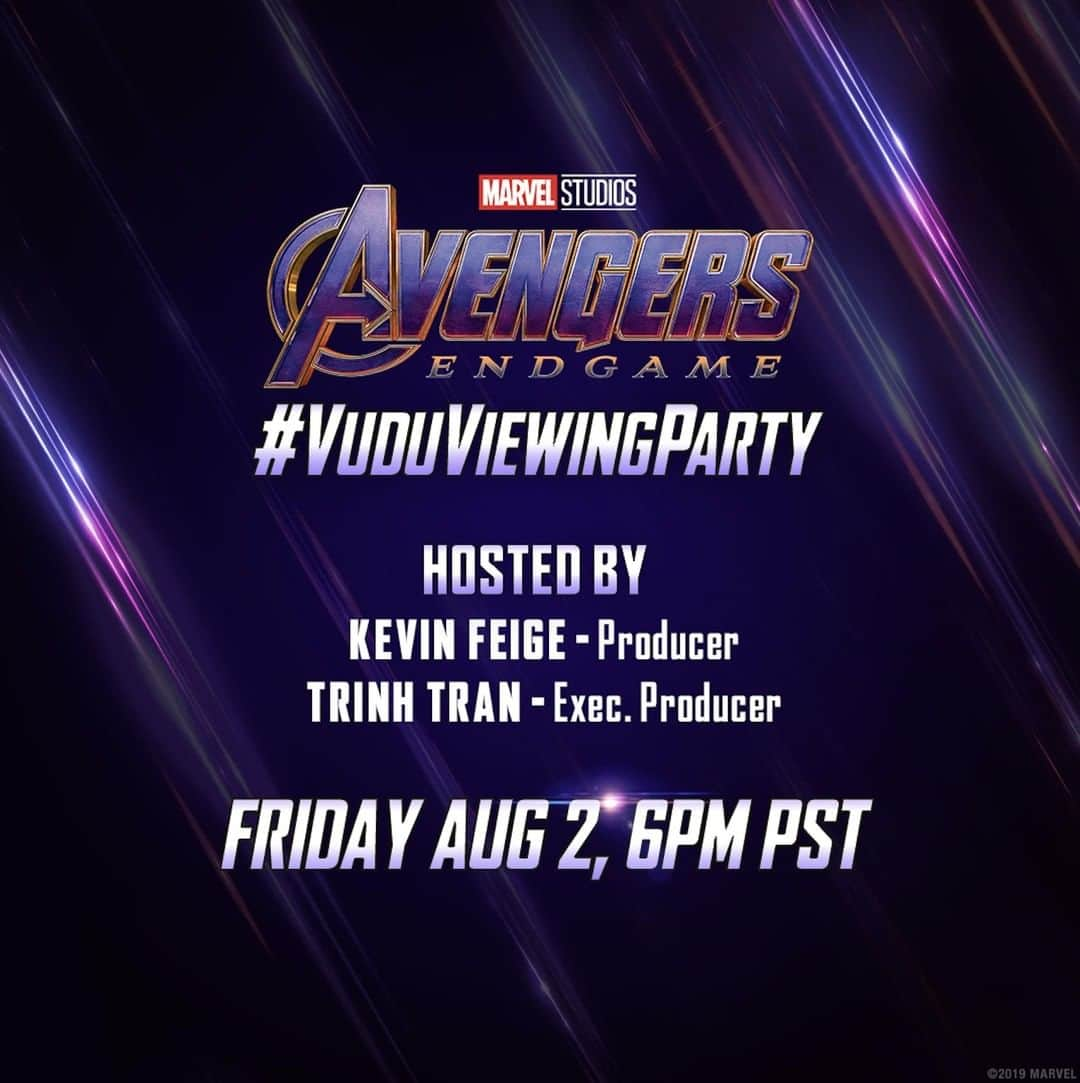 Marvel Entertainmentさんのインスタグラム写真 - (Marvel EntertainmentInstagram)「Avengers fans, ASSEMBLE this Friday on Twitter for a #VuduViewingParty of Marvel Studios’ #AvengersEndgame, hosted by producers Kevin Feige and Trinh Tran! Don’t miss the fun, and be sure to pre-order the movie now on Vudu: http://bit.ly/2LOCDtJ @vudufans」7月30日 8時59分 - marvel