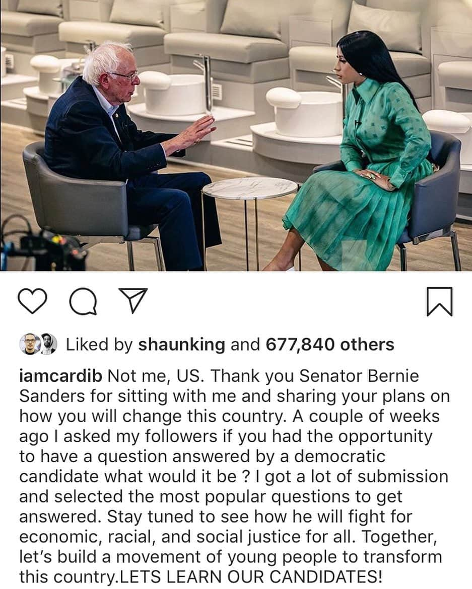 シェイリーン・ウッドリーさんのインスタグラム写真 - (シェイリーン・ウッドリーInstagram)「fuck yes @iamcardib @berniesanders」7月30日 10時16分 - shailenewoodley