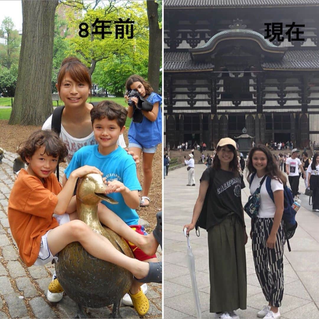 鮫島彩のインスタグラム：「・ ・ アメリカでお世話になっていたホストファミリーのりりちゃんが、遥々神戸まで来てくれました🇺🇸‼️ ・ ・ こんなに何日間も一緒に時間を過ごせたのは8年振り😳 当時小学生だったりりちゃん、とても素敵な女性になっていました✨ ・ ・ アメリカの大学でサッカーを続けるそうで、将来が楽しみです！ ・ ・ これもサッカーが繋いでくれた最高のご縁。 一生お付き合いしてね、りりちゃん❤️ ・ ・ #りりちゃん初めての #奈良の大仏様  #柿の葉寿司  #鹿せんべい  #馬刺し  #たこ焼きパーティー」