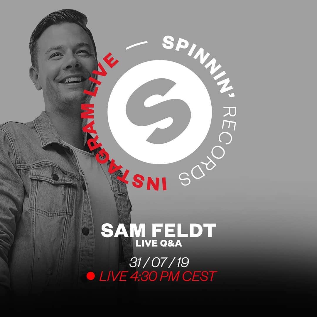 のインスタグラム：「We’ll have @samfeldtmusic join us for a LIVE Q&A tomorrow at 4:30 PM CEST! Make sure to drop your questions in the comments. 🙌 #spinninrecords #samfeldt #postmalone #partylikepostmalone #livequanda #quanda」