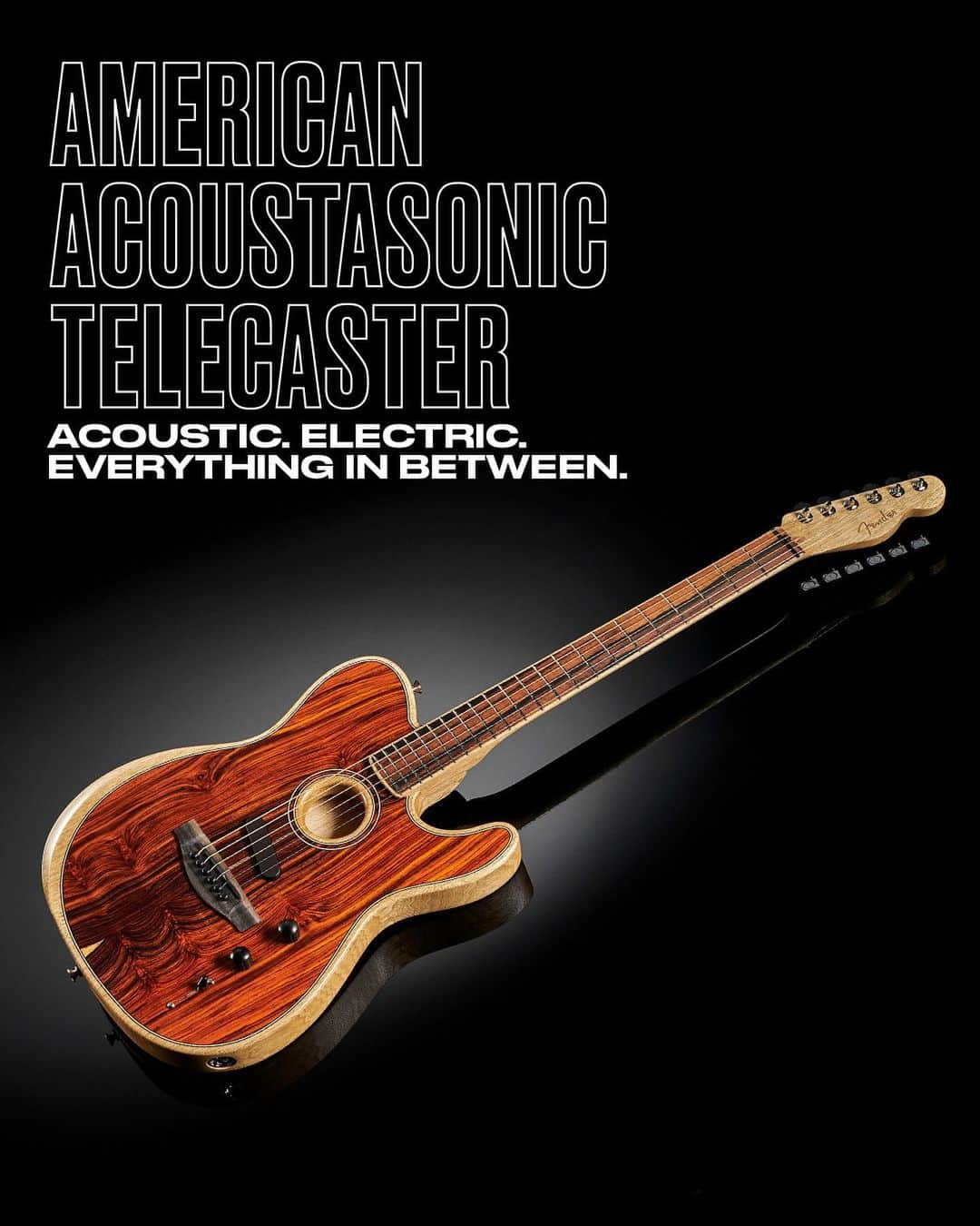 Fender Guitarさんのインスタグラム写真 - (Fender GuitarInstagram)「Exotic wood. Revolutionary tech. Take a trip with The American Acoustasonic Telecaster. Now available in Cocobolo. Click the link in bio for more.」7月31日 1時00分 - fender