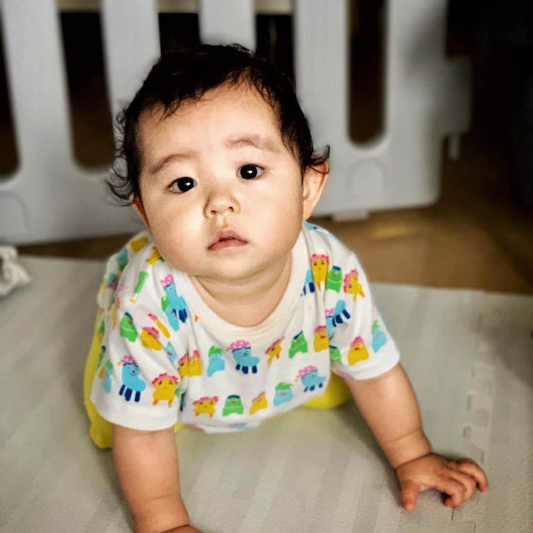 田中隼人のインスタグラム：「毎日基本仕事なので、子どもの写真ばっか撮っちゃうよね…。🤨🤨 #babyboy #赤ちゃんのいる生活 #babyphoto #8ヶ月ベビー」