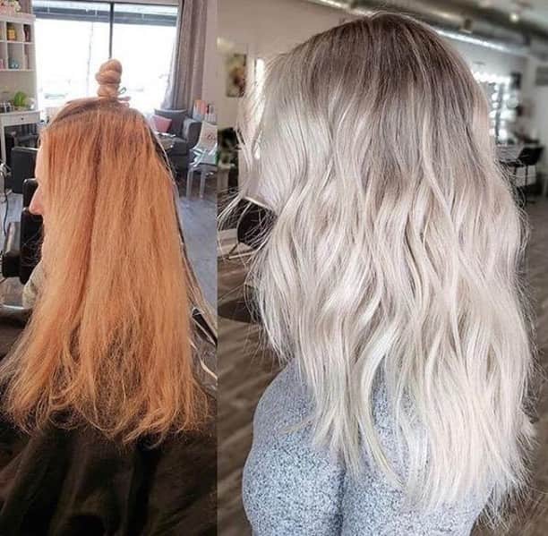 CosmoProf Beautyさんのインスタグラム写真 - (CosmoProf BeautyInstagram)「Nothing like Platinum Perfection for #TransformationTuesday ❄⁣ ⁣ 1️⃣ Reverse balayage with 50/50 @pravana ChromaSilk Permanent Creme Color 8.22 and 7.1 with Pravana Zero Lift Developer. ⁣ 2️⃣ Balayaged with Pravana Pure Light Power Lightener. ⁣ 3️⃣ Balayage with Pravana's Pure Light Power Lightener + Pravana Pure Light Balayage Lightener and 20 vol developer. ⁣ 4️⃣ Blended Pravana #ChromaSilk Permanent Creme Color 8.1 & 8.22 with Pravana Zero Lift Developer on any warm pieces in the midshaft.⁣ 5️⃣ Toned all over with Pravana ChromaSilk Express Tones Ash & Violet and tons of @olaplex of course. ⁣ 6️⃣ Also, I offered an Olaplex treatment which is steps 1 & 2, followed by 4 & 5.⁣ Hair by: @dinaskissandmakeup⁣ ⁣ #repost #beforeandafterhair #whiteblonde #platinumhair #coolblonde #platinumblonde #icyblonde #blondebalayage #balayageartist」7月30日 23時05分 - cosmoprofbeauty