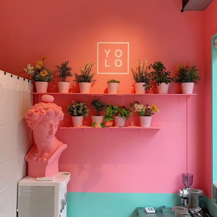 小祝麻里亜さんのインスタグラム写真 - (小祝麻里亜Instagram)「【YOLO TOKYO／カフェ ・学芸大学】 ． ぷらっと歩いていたら、突如 韓国？なカフェを発見☕️ ． ． デザートとカフェのお店で、店内はピンク一色。可愛すぎるマカロンが陳列されてるよ💘 韓国のマカロンなんだって🍰🍰 ． 店内に椅子はないけど、お店の出口にベンチが1つ。テイクアウトでお土産にも良いと思います☺️☺️＊テイクアウト用のBOXもピンクで可愛かった！ ． ． インスタ映えなフルーツインのドリンクもスイーツもあったのに、私は普通にカフェラテ ( しかもホット ) をテイクアウト🤣 ． ． 次回はマカロン買ってみようかな〜😘🛍 @_yolo_tokyo_  ここ見ればマカロンとか載ってましたよ❣️❣️ ．  行き方👉 東急東横線 学芸大学駅 徒歩5分 位置情報もつけたからMAPみてね！ ． ． ＿＿＿＿＿＿＿＿＿＿＿ #tokyocafe #gakugeidaigaku #yolotokyocafeanddessert #日本カフェ #東京カフェ #カフェ巡り #カフェ活 #カフェスタグラム #学芸大学カフェ #目黒カフェ #韓国カフェ #マカロン #카페 #카페추천 #카페 #카페스타그램 #마카롱」7月31日 1時41分 - maria_koiwai