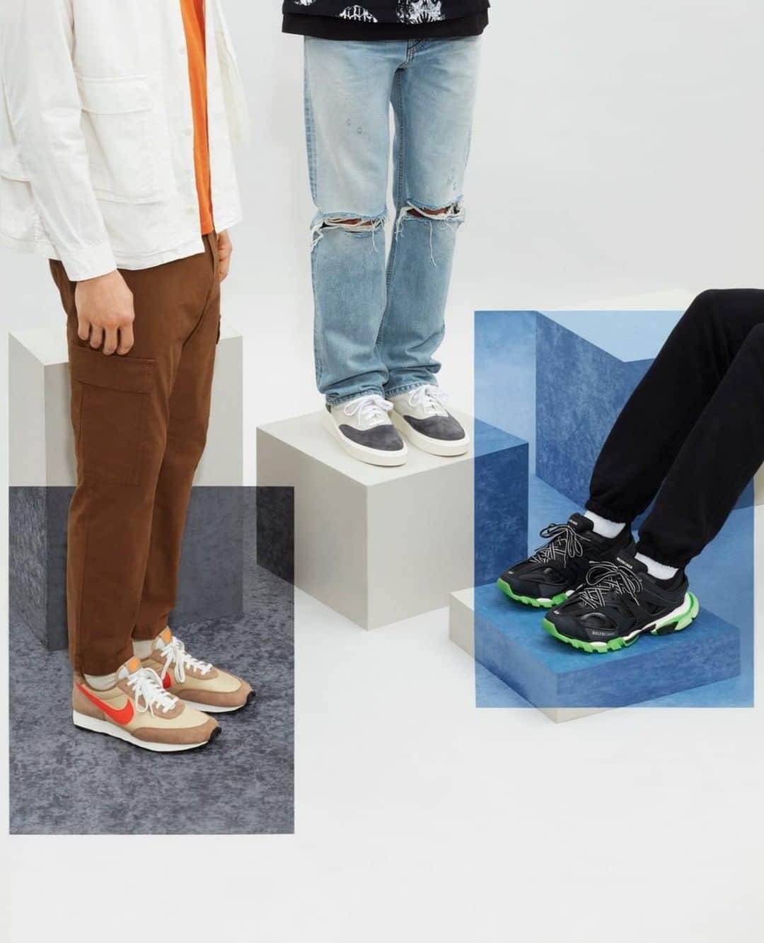 MR PORTERのインスタグラム：「Which pair would you choose? Let us know in the comments 👟⁠ -⁠ 🛒 @nike Daybreak (1193525), @fearofgod 101 (1166422) and @balenciaga Track sneakers (1143894)  Tap to shop. #MRPORTER」