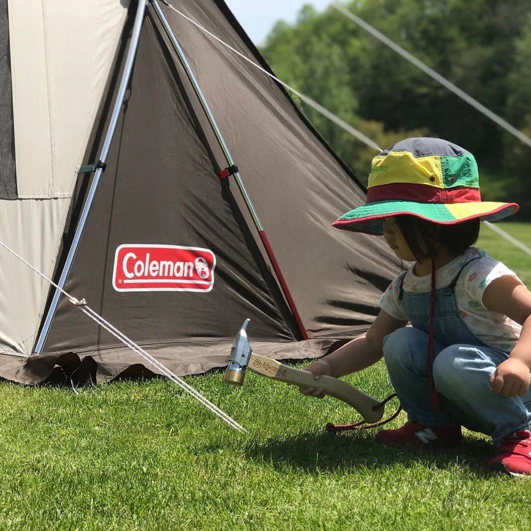 Coleman Japanのインスタグラム：「#ちびっこキャンパー、ペグ打ちに挑戦⛺️🔨 ・ 📷： @hoghogcamp さん 素敵なお写真ありがとうございました✨ ・ ━━━━━━━━━━━━━━━ #私のコールマン を付けて投稿して頂いた中から素敵なお写真は、コールマン公式SNSでご紹介させて頂きます♪ ━━━━━━━━━━━━━━━」
