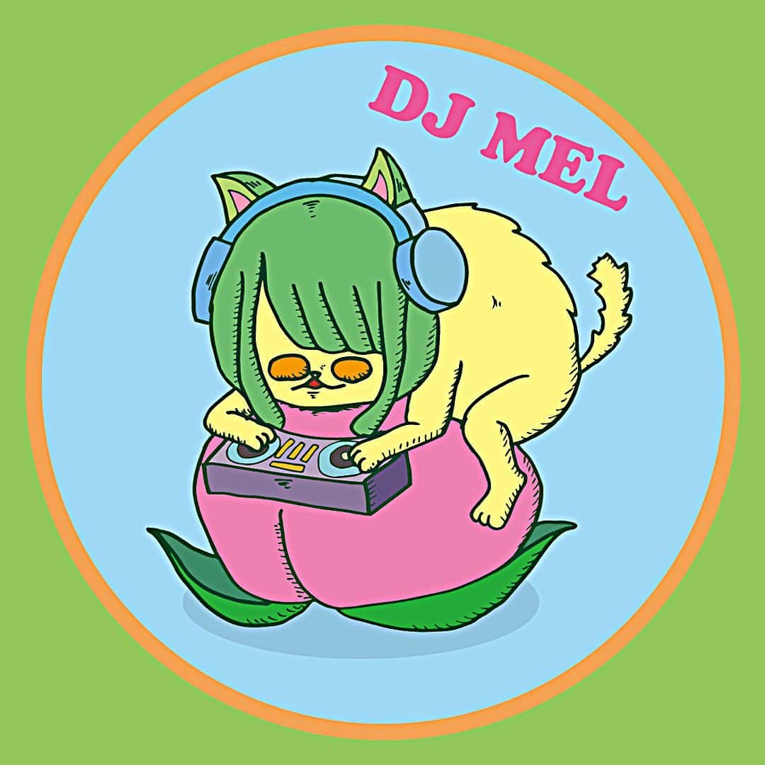 のインスタグラム：「Drew a picture of me @mumumu_m_mumumu 😎 . 17LIVEの絵描きライバー"ムムム君"にVJに使うイラストを描いて貰いました👾🍑🎧 めるの音楽の世界観にピッタリ👨‍🎨🎨 . #dj #djmel #vj #イラスト #ジブリ #trap #hiphop #bass #harddance #followme」