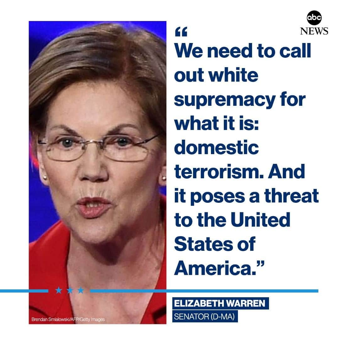 ABC Newsさんのインスタグラム写真 - (ABC NewsInstagram)「Sen. Elizabeth Warren: "We need to call out white supremacy for what it is: domestic terrorism. And it poses a threat to the United States." #DemDebate」7月31日 10時49分 - abcnews