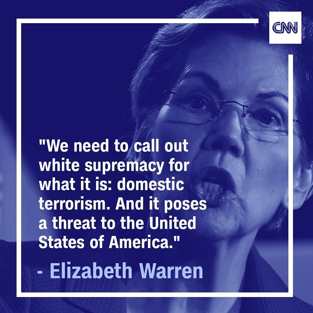 CNNさんのインスタグラム写真 - (CNNInstagram)「During the first night of CNN's #DemDebate, @elizabethwarren was asked how she plans to combat the rise of white supremacy. "We need to call out white supremacy for what it is: domestic terrorism. And it poses a threat to the United States of America.”」7月31日 12時03分 - cnn