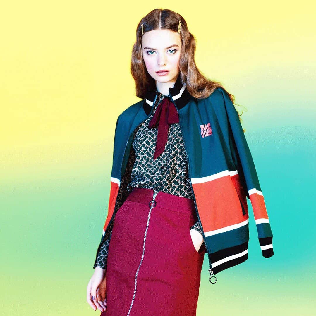 のインスタグラム：「#ジャージトリコロールブルゾン #リボンタイレトロブラウス #タイトカラースカート - #MARYQUANT #AUTUMN2019 #NEWITEMS #BLOUSON #BLOUSE #SKIRT - #ブルゾン #ブラウス #スカート」