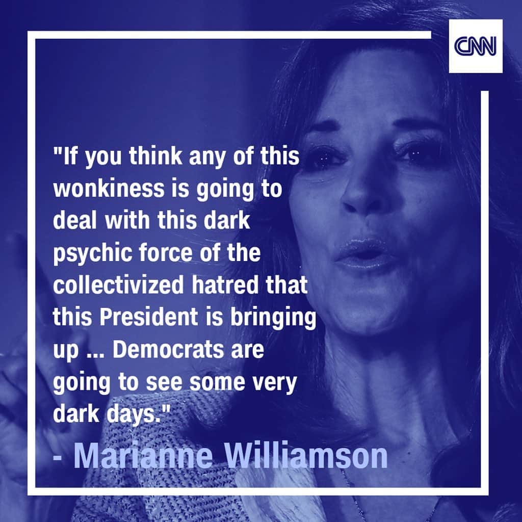 CNNさんのインスタグラム写真 - (CNNInstagram)「On stage during the first night of CNN’s #DemDebate, presidential hopeful @mariannewilliamson described why she thinks the water crisis in Flint, Michigan, hasn't been properly addressed yet. She said, “this is part of the dark underbelly of American society, the racism, the bigotry, and the entire conversation that we're having here tonight, if you think any of this wonkiness is going to deal with this dark psychic force of the collectivized hatred that this President is bringing up in this country, then I'm afraid that the Democrats are going to see some very dark days."」7月31日 13時53分 - cnn