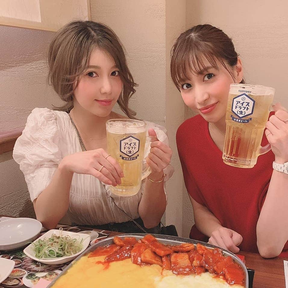 Pileさんのインスタグラム写真 - (PileInstagram)「. 昨日はまいちゃんと新大久保😏 　#とんちゃん で初めて #アイスドラフト 飲んだよ☺️🍻 ビール普段あんまり飲まないけど 飲みやすかった～☺️❗ サムギョプサルと共に😊 氷が入ってるビールだから冷たくて夏にピッタリだからおすすめ💕 その後２軒めもしっかり行きました😄笑 #アツヒヤ #ビール女子 #pr #summer #beer #新大久保」7月31日 17時44分 - pi_channnn52