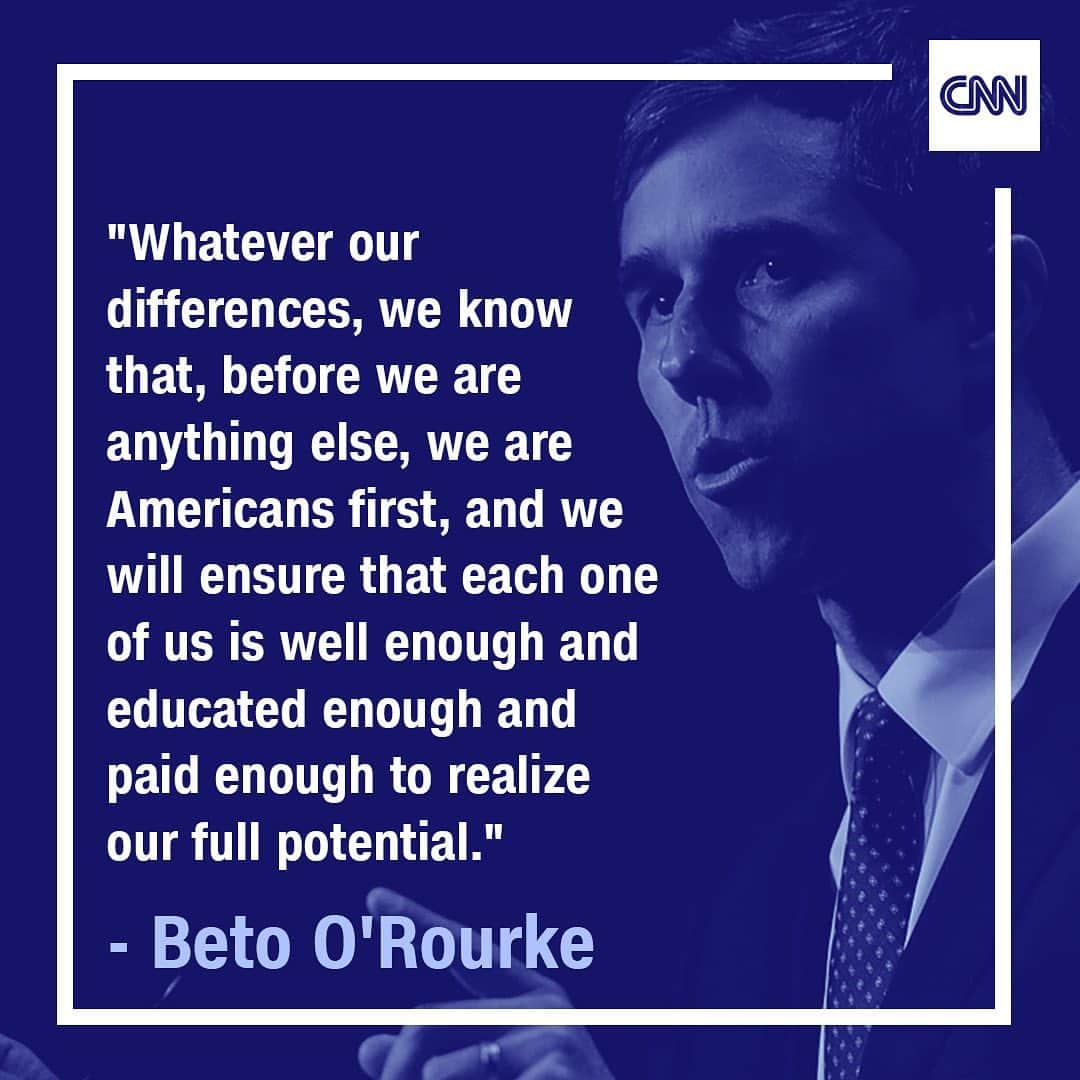 CNNさんのインスタグラム写真 - (CNNInstagram)「During Tuesday night’s CNN #DemDebate, former Texas congressman @betoorourke spoke about America’s divisions and his hope for the future: “Whatever our differences... we are Americans first,” he said. (📸: Getty Images)」7月31日 21時35分 - cnn