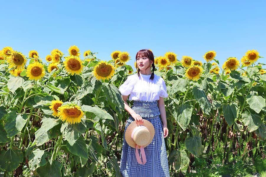 田島芽瑠さんのインスタグラム写真 - (田島芽瑠Instagram)「🌻数時間の夏休み🌻  柳川にあるひまわり園に家族で行ってきました📸  久しぶりの家族おでかけで気分は夏休み🥰 大好きな向日葵に元気もらっちゃった！ 今も昔も一番好きなお花です🌻  ひまわりパワーチャージ☀️ (お洋服は #snidel だよ)  #柳川ひまわり園 #ひまわり園 #ひまわり畑 #向日葵 #🌻 #夏 #麦わら帽子 #柳川 #一眼レフ #kissカメラ #kissx10 #カメラ女子  #eoskissx10」7月31日 21時59分 - meru_chan_official