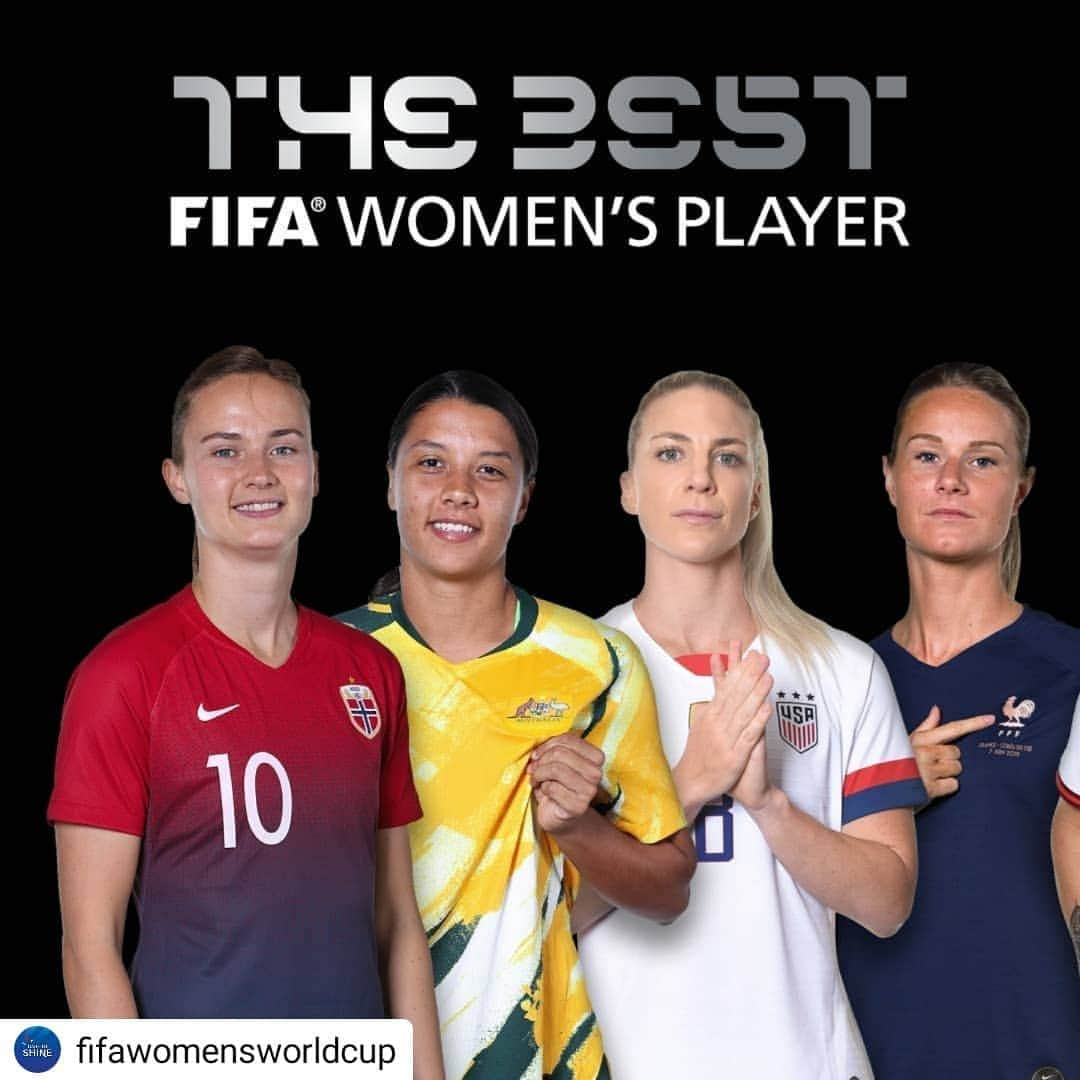 FIFAワールドカップさんのインスタグラム写真 - (FIFAワールドカップInstagram)「#Repost @fifawomensworldcup • • • • • New we can reveal the candidates for #TheBest FIFA Women's Player 2019 🏆 🗳 VOTE 👉 Link in bio! 🏴󠁧󠁢󠁥󠁮󠁧󠁿 Lucy Bronze (Olympique Lyonnais) 🇺🇸 Julie Ertz (Chicago Red Stars) 🇳🇴 Caroline Graham Hansen (Wolfsburg / FC Barcelona) 🇳🇴 Ada Hegerberg (Olympique Lyonnais) 🇫🇷 Amandine Henry (Olympique Lyonnais) 🇦🇺 Sam Kerr (Chicago Red Stars / Perth Glory) 🇺🇸 Rose Lavelle (Washington Spirit) 🇳🇱 Vivianne Miedema (Arsenal) 🇺🇸 Alex Morgan (Orlando Pride) 🇺🇸 Megan Rapinoe (Reign FC) 🇫🇷 Wendie Renard (Olympique Lyonnais) 🏴󠁧󠁢󠁥󠁮󠁧󠁿 Ellen White (Birmingham City / Manchester City)  #football #fifawwc #awards #soccer」7月31日 22時18分 - fifaworldcup