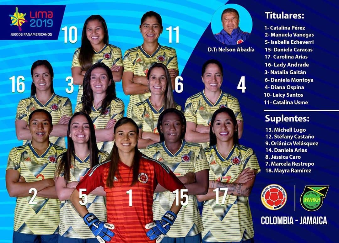 サッカー コロンビア代表チームのインスタグラム：「Así formará nuestra Selección Colombia Femenina de Mayores en su duelo frente a @jff_football. ⚽💪🏼 🇨🇴 vs. 🇯🇲 #CorazónDeGuerreras #JuegosPanamericanos」