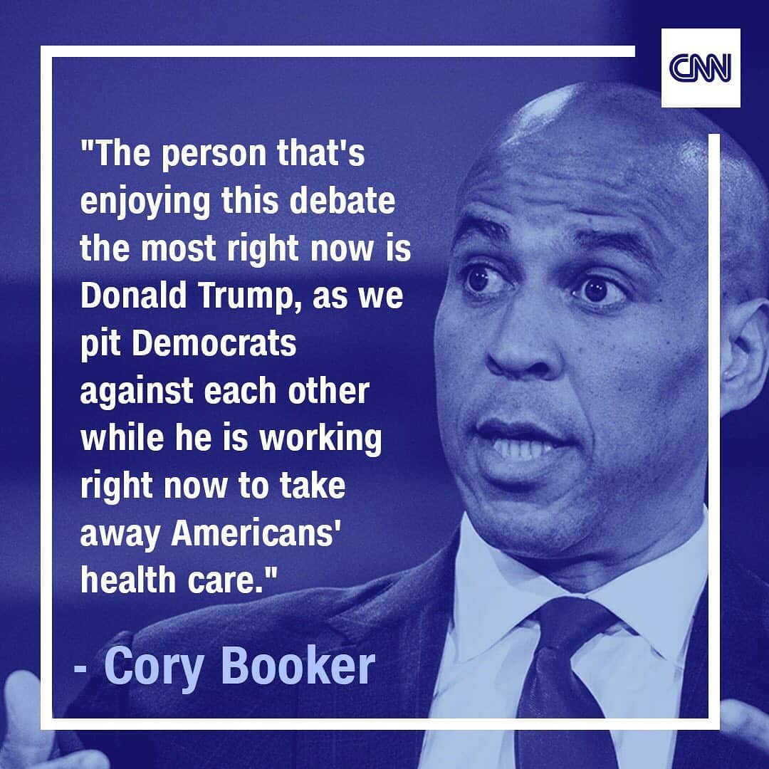 CNNさんのインスタグラム写真 - (CNNInstagram)「In a heated exchange about health care during CNN's #DemDebate, Sen. Cory Booker pivoted to President Trump. He said, "The person that's enjoying this debate the most right now is Donald Trump, as we pit Democrats against each other while he is working right now to take away Americans' health care."」8月1日 13時03分 - cnn