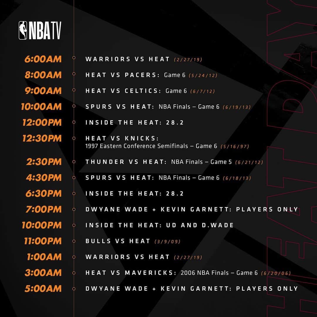 Miami HEATさんのインスタグラム写真 - (Miami HEATInstagram)「Clear your calendars... (or set your DVRs)⁣ ⁣ Thursday is #HEATDay on @NBATV and we're taking over your TVs! Which of these historic games of ours are you most looking forward to reliving?」8月1日 5時16分 - miamiheat