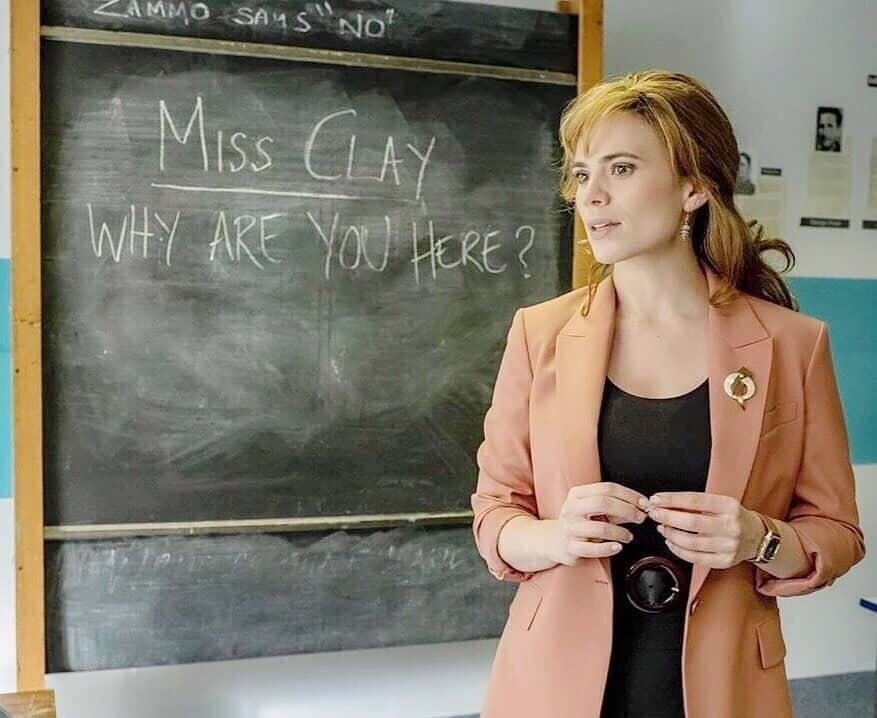 ヘイリー・アトウェルのインスタグラム：「Make sure to watch Blinded by the Light, featuring Hayley’s role as Miss Clay, in theaters August 16!」