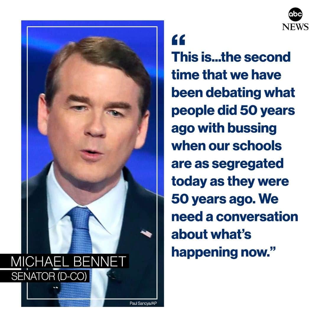 ABC Newsさんのインスタグラム写真 - (ABC NewsInstagram)「Sen. Michael Bennet: "This is...the second time that we have been debating what people did 50 years ago with bussing when our schools are as segregated today as they were 50 years ago. We need a conversation about what's happening now." #DemDebate」8月1日 10時37分 - abcnews
