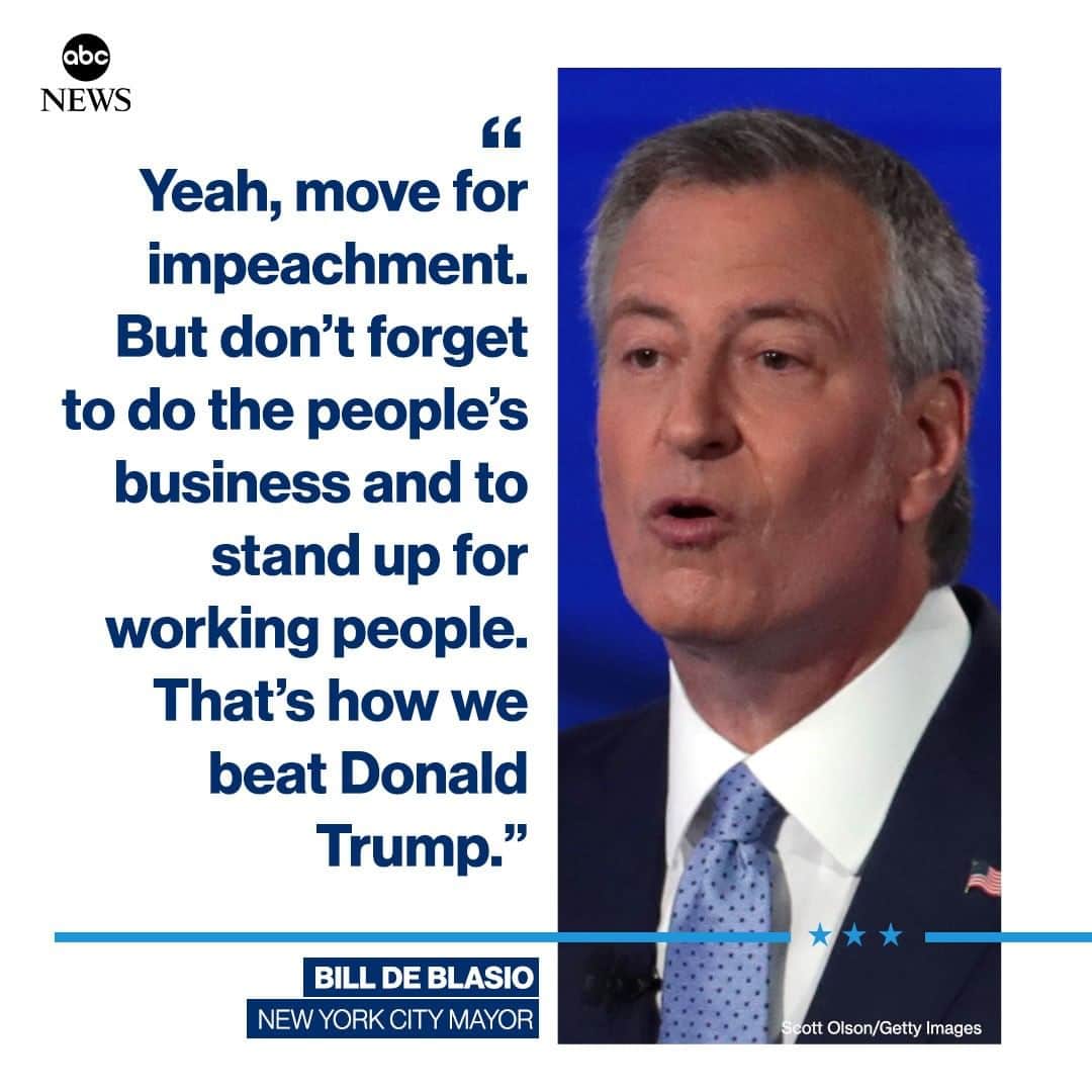 ABC Newsさんのインスタグラム写真 - (ABC NewsInstagram)「Mayor Bill de Blasio: "The American people are out there looking for us to do something for them in their lives. What they see when they turn on the TV or go online is just talk about impeachment. We need more talk about working people and their lives." #DemDebate」8月1日 11時45分 - abcnews