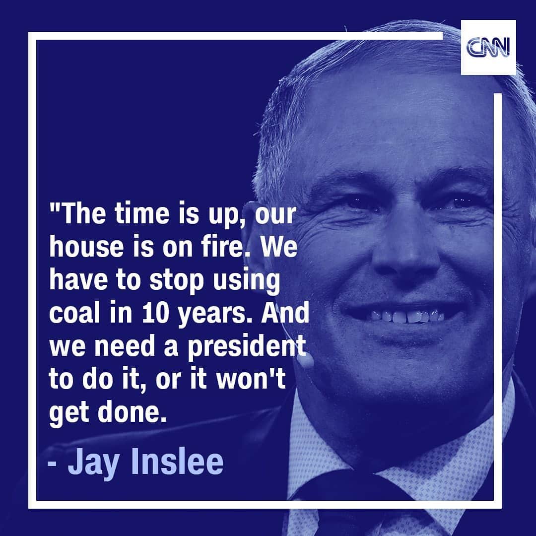 CNNさんのインスタグラム写真 - (CNNInstagram)「Gov. Jay Inslee challenged former Vice President Joe Biden on his response to a question about climate change during the second night of CNN's #DemDebate. When asked if he would commit to ending the use of fossil fuels and fracking during his presidency, Biden hesitated before saying he would “work it out” of the American economy. Inslee said Biden didn't seem to understand the urgency. "We cannot work this out. The time is up,” Inslee said. “Our house is on fire. We have to stop using coal in ten years and we need a president to do it, or it won't get done. Get off coal. Save this country and the planet."」8月1日 12時03分 - cnn
