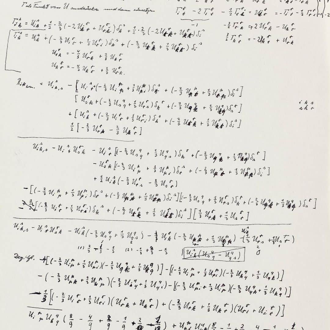アルベルト・アインシュタインさんのインスタグラム写真 - (アルベルト・アインシュタインInstagram)「Throwback Thursday: A page of Einstein's handwritten math calculations from his last writing pad, shortly before his death in 1955. This document is part of a new exhibition of Einstein memorabilia opening this weekend at the World Expo Museum in Shanghai. (Photo by Ardon Bar-Hama) #throwbackthursday #exhibit #china #archives #einstein」8月1日 22時07分 - alberteinstein
