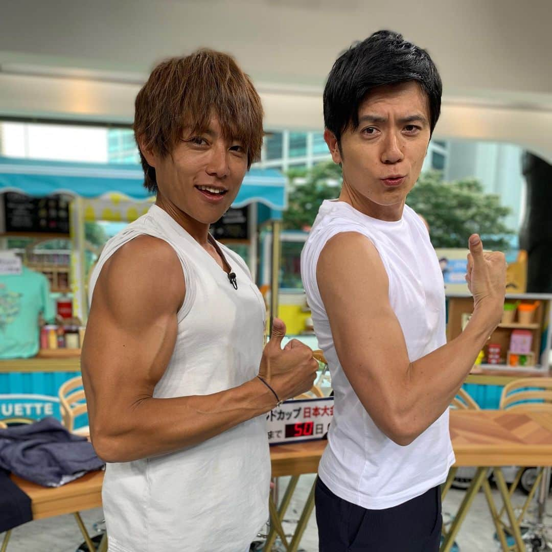 青木源太さんのインスタグラム写真 - (青木源太Instagram)「太陽パイセン、筋肉ぱない😂  #杉浦太陽 #男の憧れ #ぐるナイ見てね　#青木的イケメン列伝」8月1日 16時22分 - aoki.genta