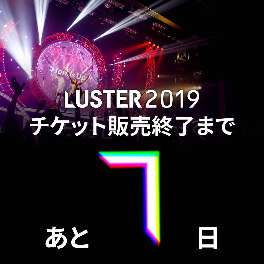 FEELCYCLE (フィールサイクル) さんのインスタグラム写真 - (FEELCYCLE (フィールサイクル) Instagram)「. ◆LUSTER INFORMATION◆ . 『LUSTER2019』チケット販売終了まで残り7日！ 各プログラムチケット残りわずか！！ チケットのご購入はお早めに！ . 2020年のオリンピックイヤーは 会場の都合で『LUSTER』の開催ができないため、 この夏の『LUSTER2019』を2年分、 思いっきり楽しんで！！！史上最高のフェス体験を！ . この最高の瞬間をLET'S FEEL IT! . feelcycle-luster.com . 【開催概要】 開催日程：8.10(Sat)・8.11(Sun)・8.12(Mon) 開催場所：幕張メッセ9ホール 千葉県千葉市美浜区中瀬2-1 . #feelcycle #フィールサイクル #feel #cycle #morebrilliant #itsstyle #notfitness #暗闇 #バイクエクササイズ #フィットネス #ジム #45分で約800kcal消費 #滝汗 #ダイエット #美肌 #ストレス解消 #リラックス #集中 #音楽とひとつになる #フェス #夏フェス #暗闇バイクフェス #バイクエクササイズ #イベント #event #幕張メッセ #feelcycleluster」8月1日 20時33分 - feelcycle_official