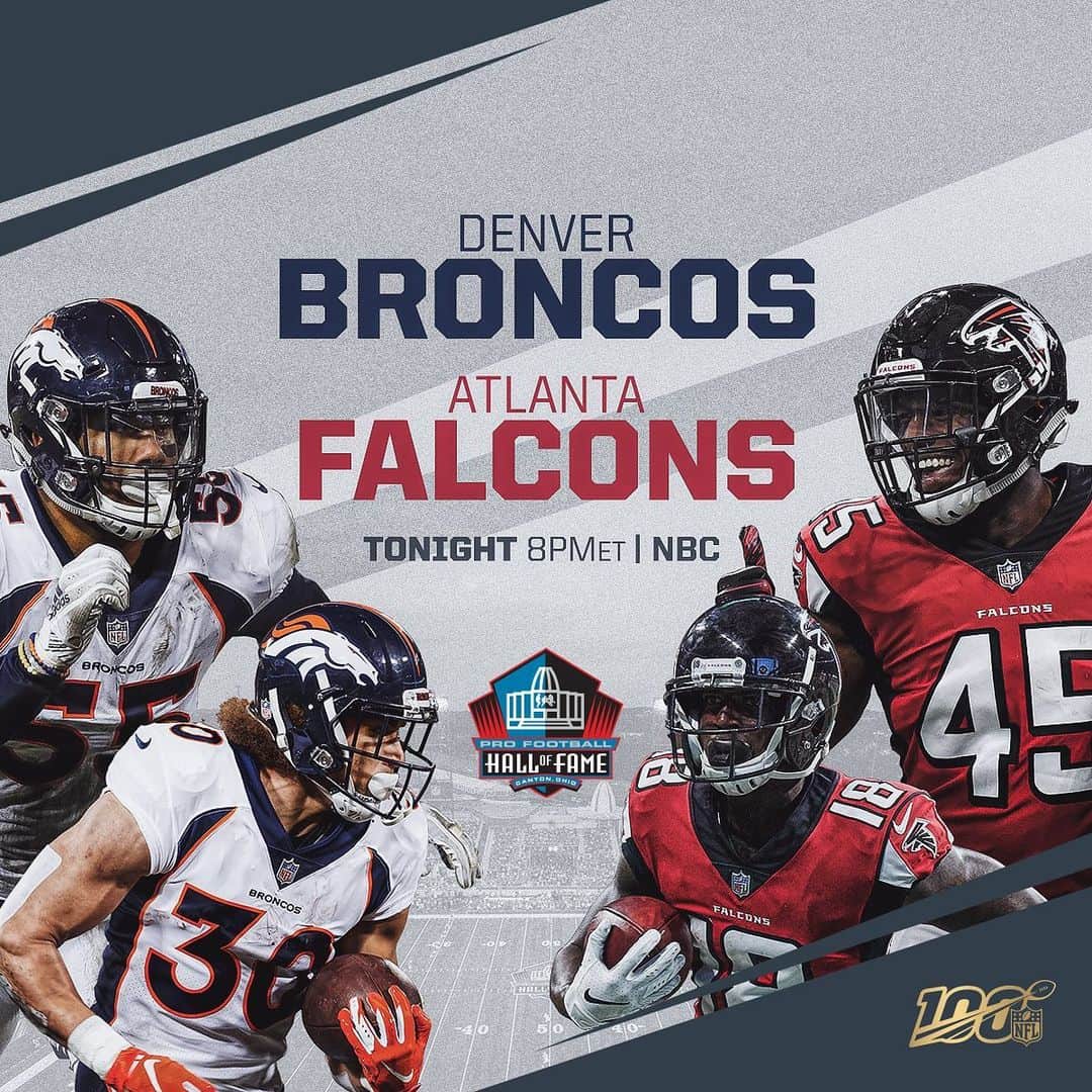 NFLさんのインスタグラム写真 - (NFLInstagram)「@broncos. @atlantafalcons. Football returns to Canton TONIGHT! 📺: 2019 @profootballhof Game | 8PM ET on NBC」8月1日 23時43分 - nfl