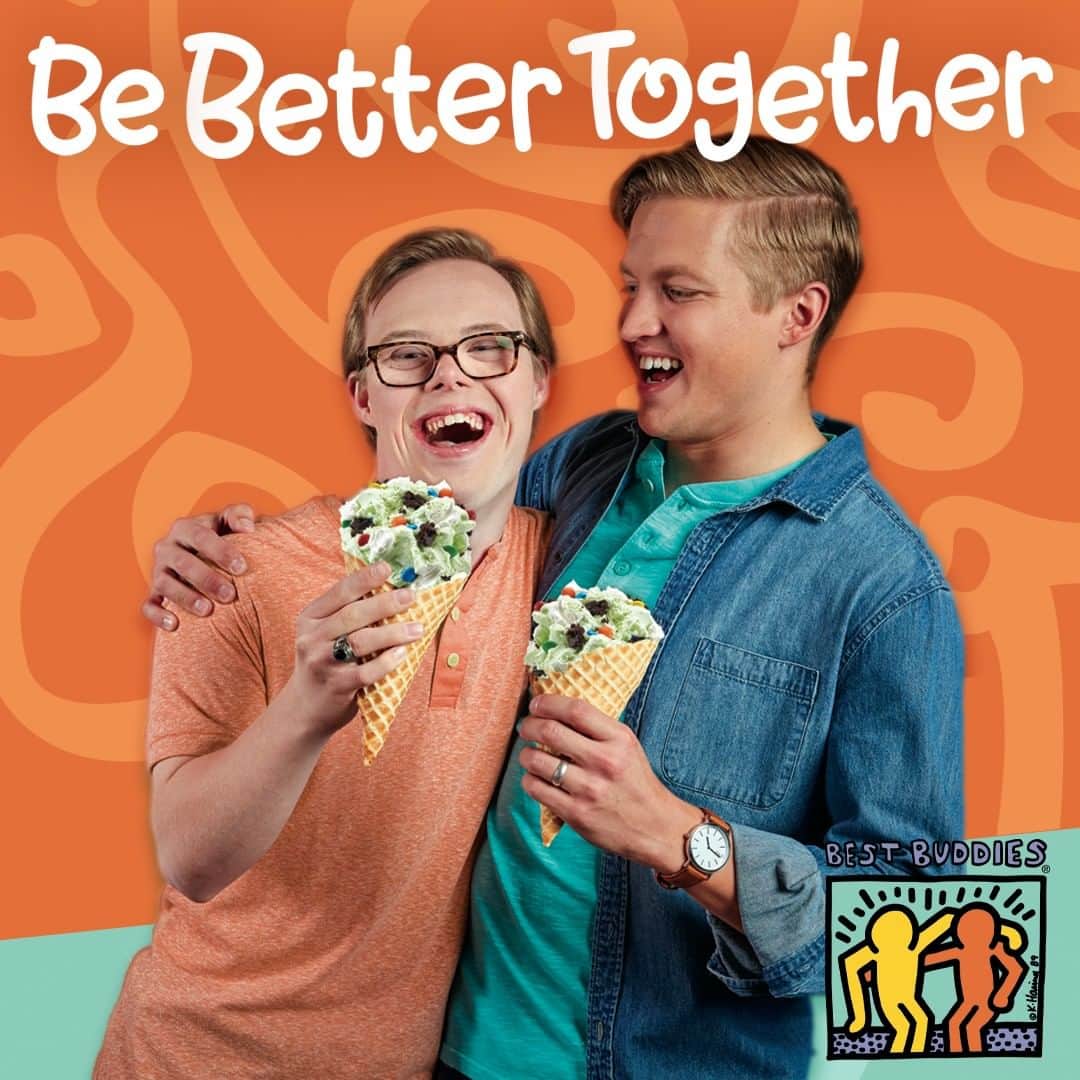 コールド・ストーン・クリーマリーのインスタグラム：「During the month of August, Cold Stone Creamery stores will be collecting donations for Best Buddies® to support their mission of creating a more accepting & inclusive world for the 200 million people with intellectual & developmental disabilities. Loyalty members will receive double points on entire purchase when they donate at least $1 at checkout. . . . *Offer valid at participating locations only. Offer only valid for My Cold Stone Club® Rewards members」