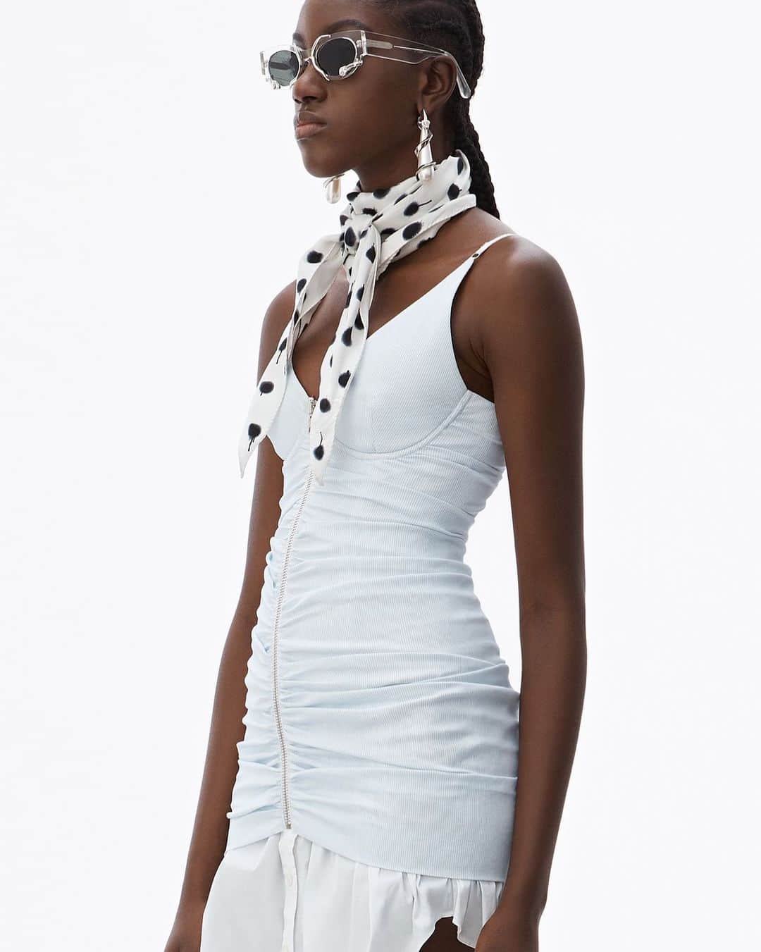 アレキサンダー・ワンのインスタグラム：「Ruched for your pleasure. - The #Collection2 ruched zipper dress is yours to shop now.」