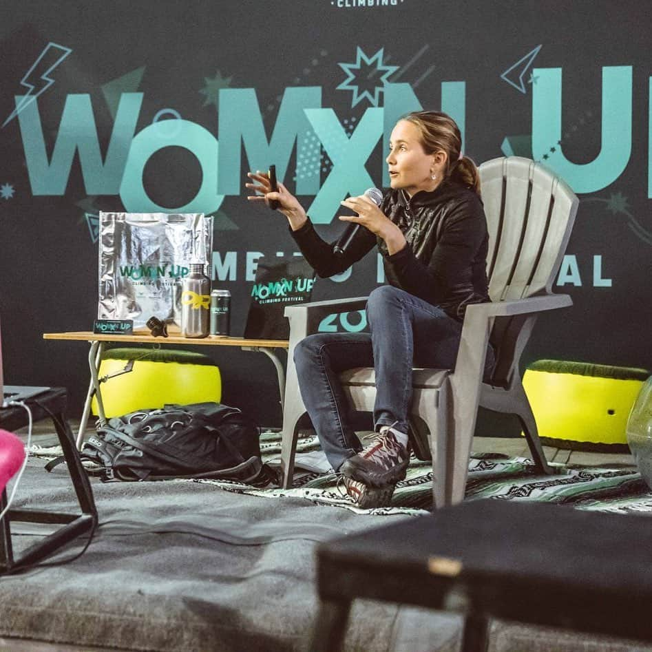 ベス・ロッデンのインスタグラム：「I had the honor of giving the keynote talk for @touchstoneclimbing ‘s Woman Up Festival again this year. I’ve had so many people reach out and tell me how impressed they were by me being open, honest and vulnerable. It’s funny, when I first started giving “normal” slideshows I told stories about my climbs but left out the emotional journey. It was just easier and fit the attitude of what I thought the community wanted. However, as I got older it felt insincere to just talk about climbing, since that’s been just a part of my story. Speaking in front of large groups of people doesn’t come easy for me, but neither have any of the things in my life that I’m proudest about, the events that have taught me the most. Perhaps amazing events like Woman Up give us a place to feel safe to share our real journeys, but I hope that it just becomes more “normal” and we don’t have to be “brave” to talk about stuff other than conquering mountains. If you get a chance to attend this event next year, I promise you’ll have an amazing time, it’s as top notch as they come.」