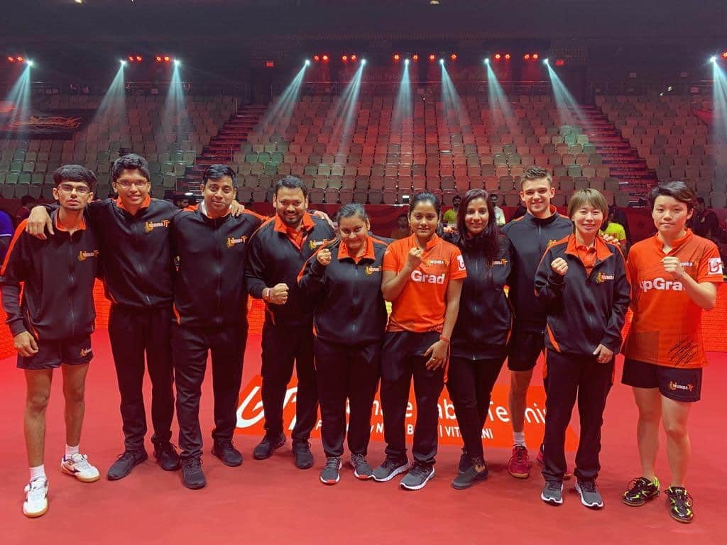 チョン・ジャーチーのインスタグラム：「Team UMUMBA!! @umumbattofficial @ulttabletennis @hoikem #indian #tabletennis」