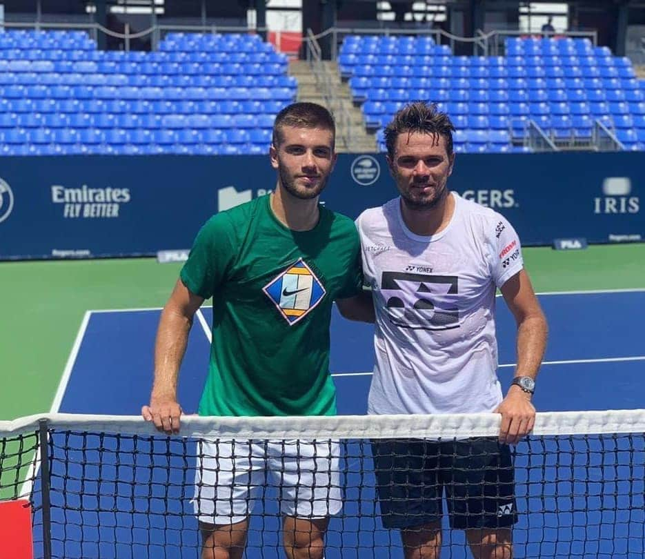 ボルナ・チョリッチさんのインスタグラム写真 - (ボルナ・チョリッチInstagram)「Great practice with @stanwawrinka85 today 💪🏻😎」8月2日 3時39分 - bornacoric