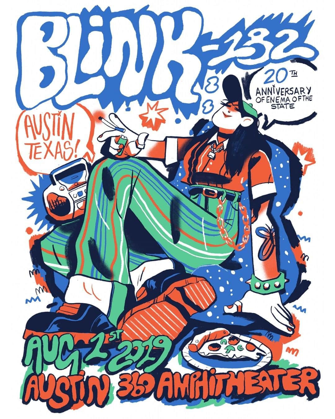 blink-182さんのインスタグラム写真 - (blink-182Instagram)「Austin - heard you guys like live music. 🎶 Well alrighty then let’s make some happen. See ya tonight! Poster by @jukeboxcomix」8月2日 5時00分 - blink182