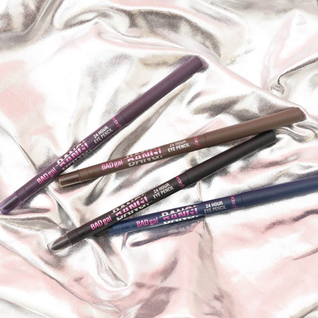 Benefit Cosmetics UKさんのインスタグラム写真 - (Benefit Cosmetics UKInstagram)「EYES, EYES, BABY! Rock a bold smokey eye with our NEW creamy, longwear eye pencils! Available in black, brown, blue & purple! 💙 24-hour rich matte colour 💜 Built-in smudger 🖤 AND waterproof! #benefit #beauty #outofthisworld #makeup #eyeliner #BADgalBang . . . 📷 Image Description: All 4 BADgal BANG! 24 hour eye pencils on a silver fabric background」8月2日 17時16分 - benefitcosmeticsuk